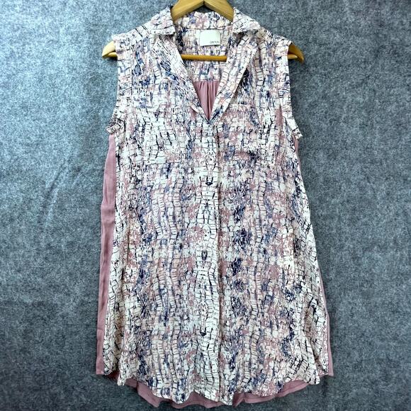 Greylin Blouse Women Large Pink Artsy Boho Abstract Indie Eclectic Soft Girl - Picture 1 of 7